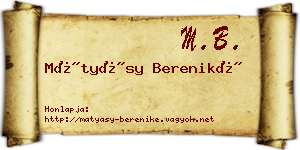 Mátyásy Bereniké névjegykártya